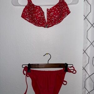 Red Floral Bikini Set